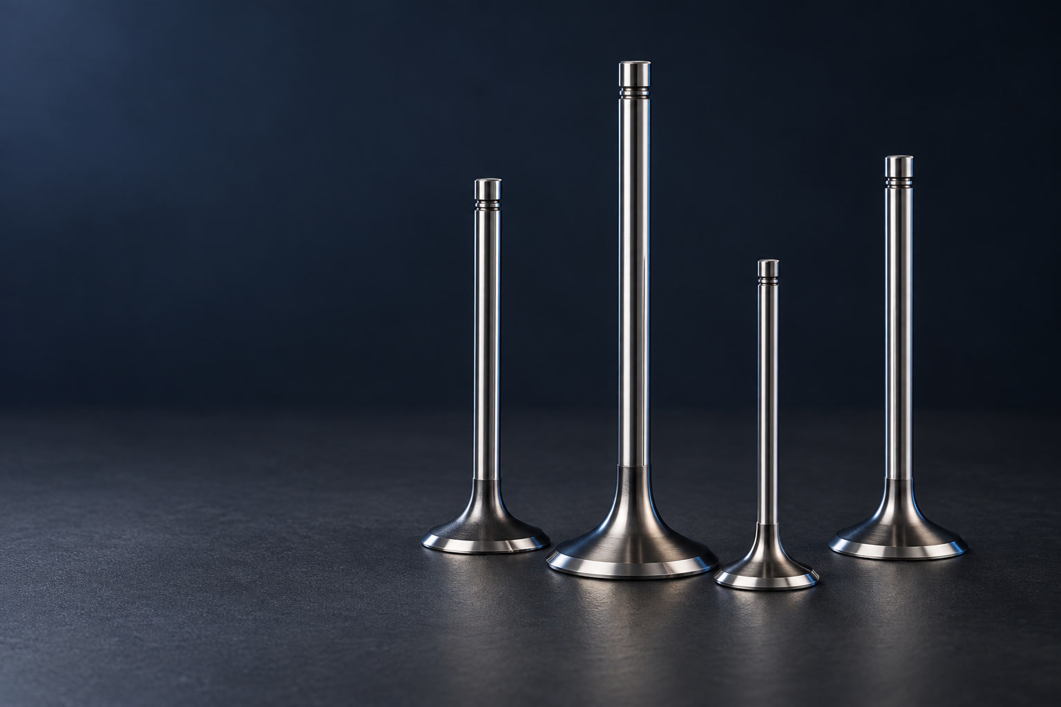 Engine valves in silver metal